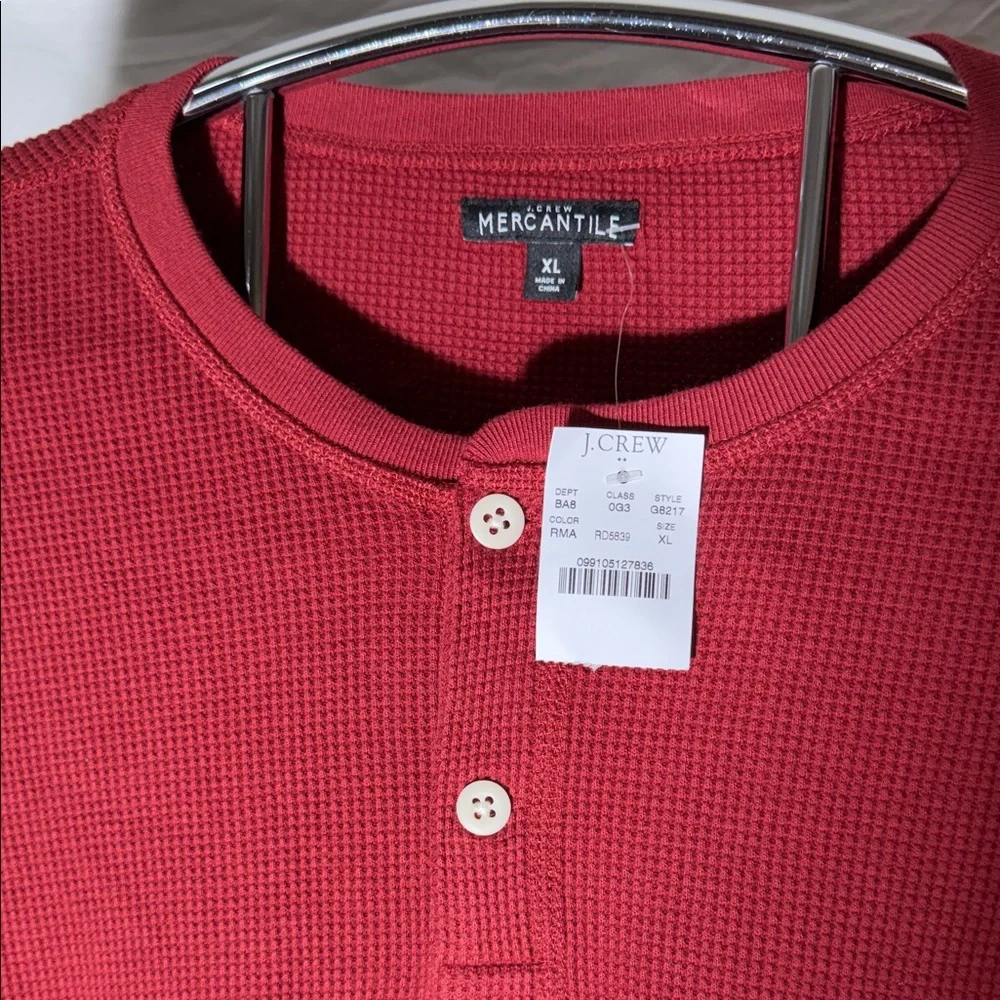 J. Crew Men's Long-Sleeve Henley in Red